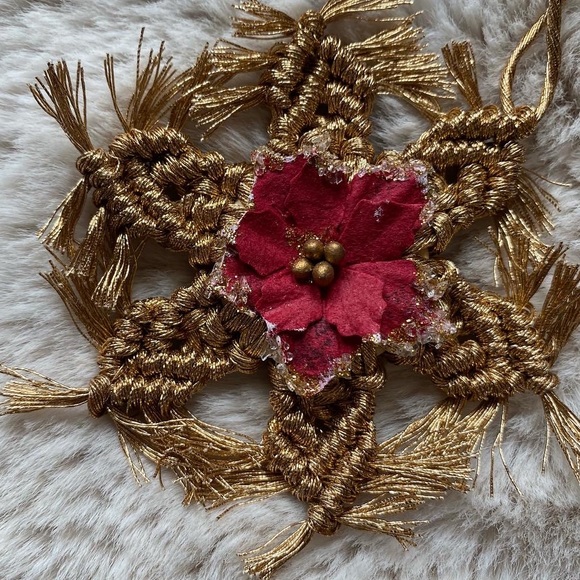 Handmade Macrame Crochet Snowflake Ornaments - Picture 3 of 4